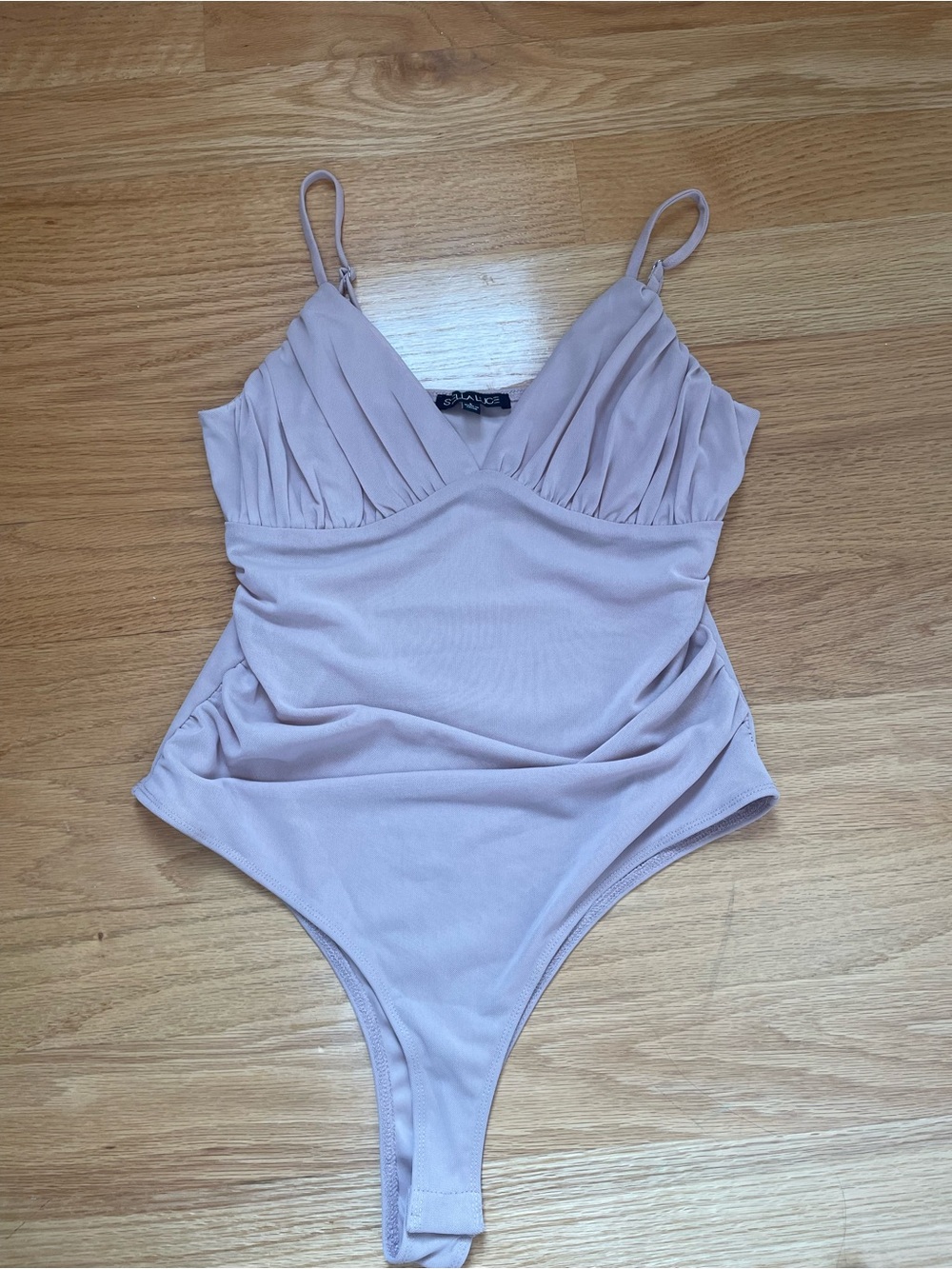 Stella Luce Mauve Pink Ruched V-Neck Bodysuit